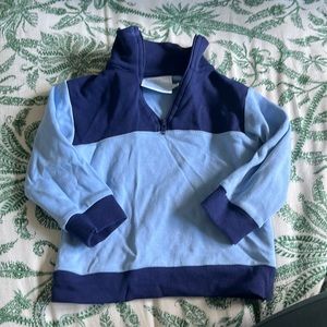 little English baby boy pullover in light blue and navy.